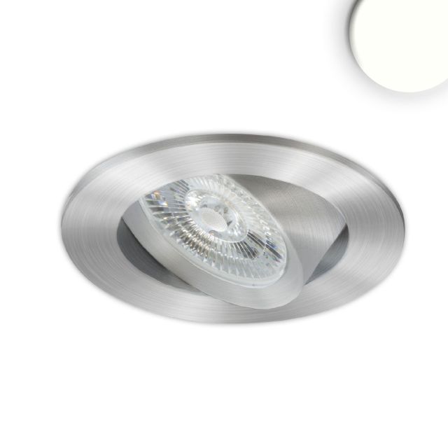 LED recessed luminaire Slim68 MiniAMP brushed aluminium, round, 8W, 24V DC, neutral white, dimmable