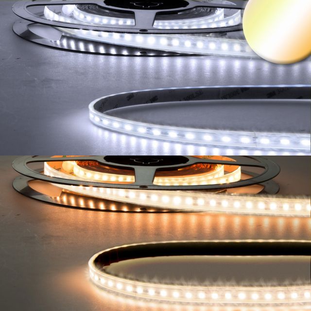 LED AQUA CRI923/950 CCT flex stripe, 24V DC, 10W|10W, IP68, 5m roll, 240 LED/m