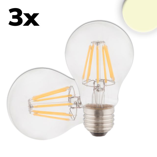 Ampoule LED E27, 7W, claire, blanc chaud, pack de 3