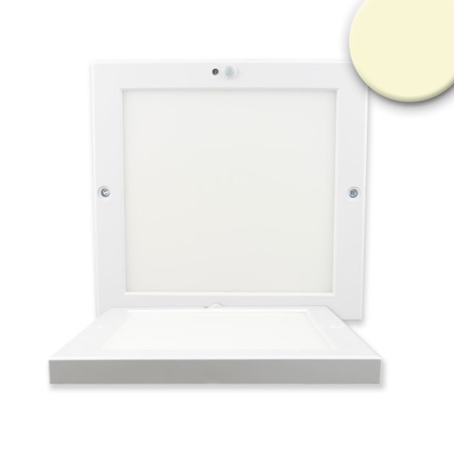 Ceiling light Slim angular 220x220mm with PIR motion sensor, white, 18W, trafo int. warm white