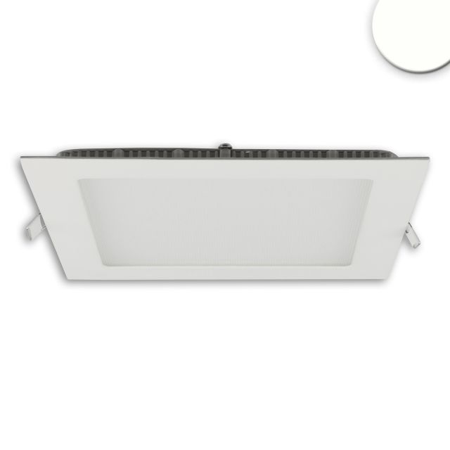 LED Downlight, 15W, angular, ultraflat, glare reduced, white, neutral white, dimmable CRI90