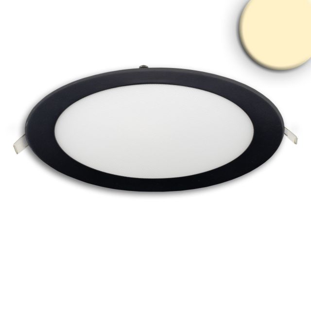 LED downlight, 18W, round, ultra flat, glare reduced, black, warm white, dimmable CRI90