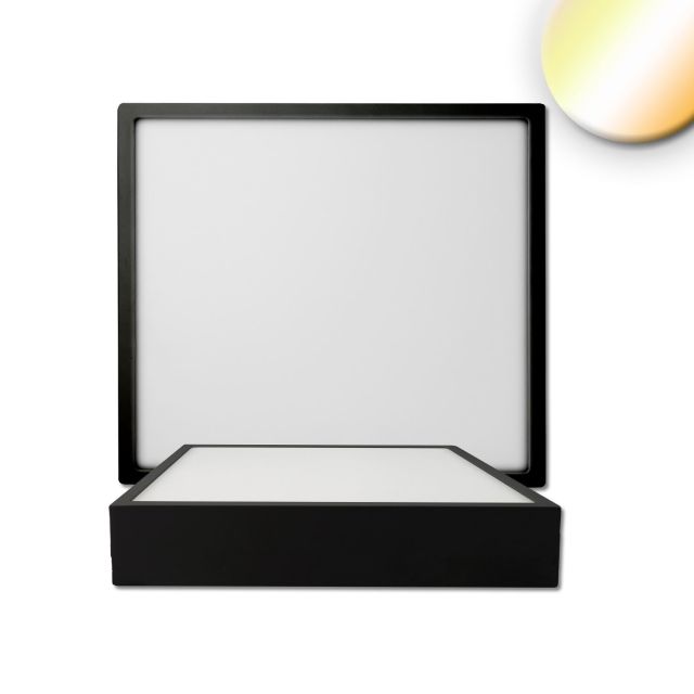 Plafoniera LED PRO nera, 24W, quadrata, 225x225mm, ColorSwitch 2700|3000|4000K, dimmerabile