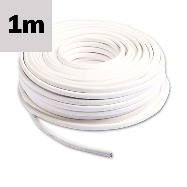 Kabel PVC-ummantelt, weiß, 3x0,75mm² H05VV-F 3G, Meterware