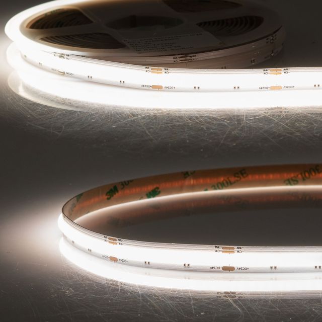LED COB927/COB965 Strip lineare CCT, 24V DC, 7W ww + 7W kw, IP20, rotolo da 5m, 640 LED/m