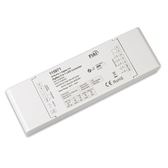 Sys-Pro + Zigbee 3.0 Push/Funk 1-5 Kanal Multi-PWM-Dimmer, 12-24V DC 5x6A, 36-48V DC 5x4A