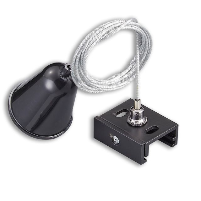 Câbles de suspension rail DALI triphasé avec contrepartie, baldaquin et câble en acier, noir, 1 pce