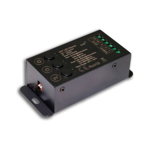 Dimmer Sys-Pro radio mesh Multi-PWM CCT con pulsanti di comando, 2 canali, 12-24V DC 12-20A