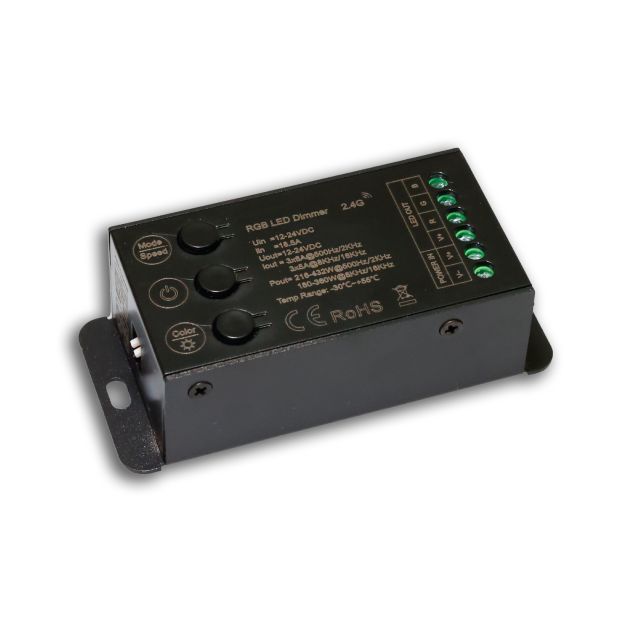 Sys-Pro radio mesh Multi-PWM RGB dimmer with control buttons, 3 channel, 12-24V DC 12-18A