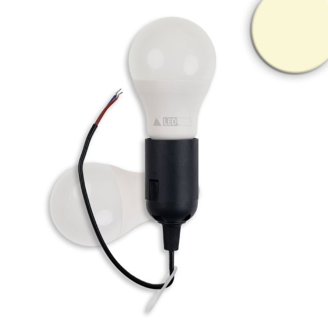 Portalampada E27 Set con clip a molla, occhiello e lampadina LED 9W, bianco caldo