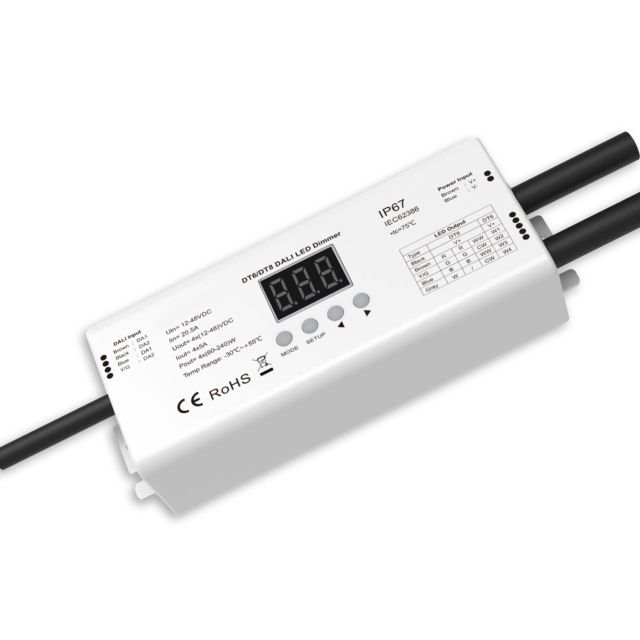 DALI-2 DT6 4 addresses / DT8 4-channel 1 address Multi-PWM dimmer, IP67, 12-24V 4x5A, 36-48V 4x3A