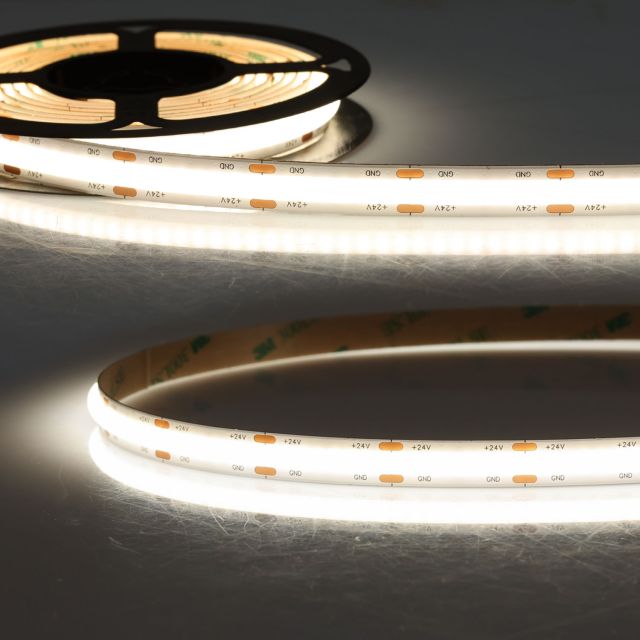 Strip LED COB930 lineare, 24V DC, 14,4W, IP20, 3000K, rotolo da 5m, 288 LED/m