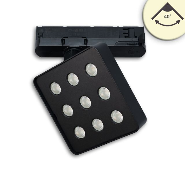 Projecteur sur rail triphasé MATRIX, 20W, 40°, noir, 4000K, UGR