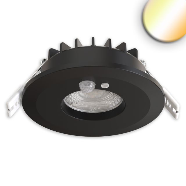 LED Einbaustrahler Vario-68 mit PIR-Sensor 6W, 60°, 2700|3000|4000|6000K, IP65, CRI90, schwarz