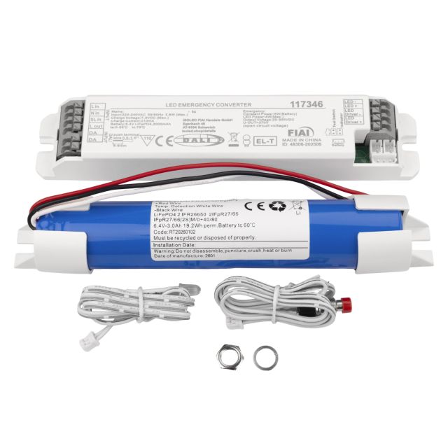 Modulo batteria di emergenza LiFePO4 EL-T Selftest 3000mAh, 5W (20-300V),DALI DT1