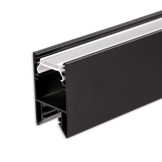 Profilé de luminaire LED HALON aluminium noir RAL 9005, 300cm bande de refroidissement encliquetable