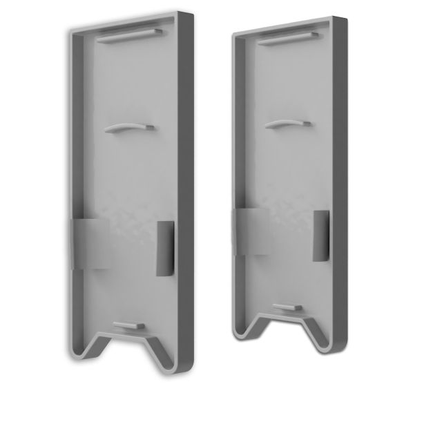 Tappo terminale EC120 con trappola per luce, argento per profilo HALON con cover a UC63, 2 pezzi