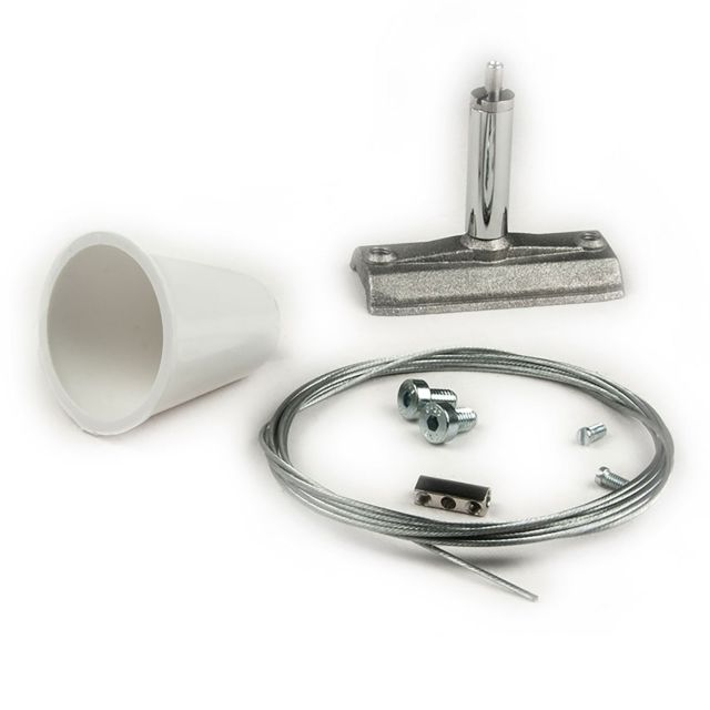 Sospensione a corda (1 pz) per binario trifase Classic, controparte, baldacchino, cavo d'acciaio 2m