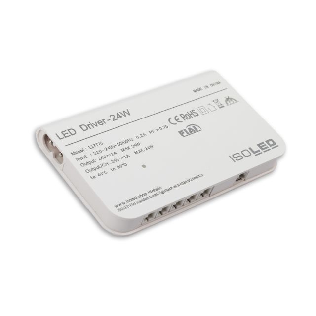 LED MiniAMP transformer 24V/DC, 0-24W, 5x Female-Port max.1A with master sensor port, ultraflat