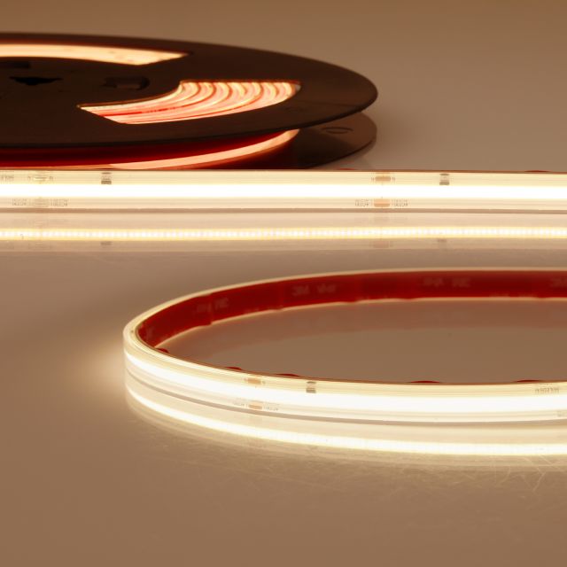 LED Flexband 230V COB, 14W/m, 5m Rolle, 2700K, CRI90, IP67, male-Stecker einseitig