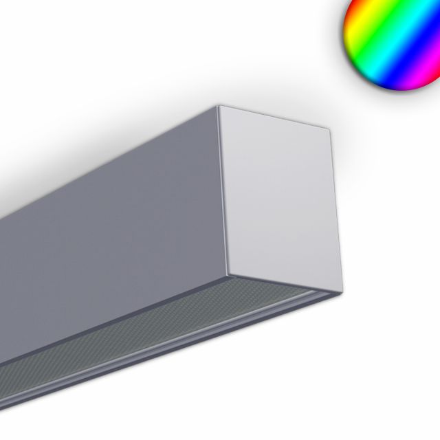 LED Aufbauleuchte PROLAMP40D 48W silber, 2000mm, opal, Sys-Pro Funk, RGB