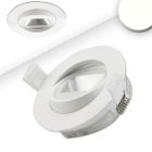 Faretto LED da incasso COB asimmetrico, bianco, 8W, 50°, IP44, tondo, bianco neutro, dimmerabile