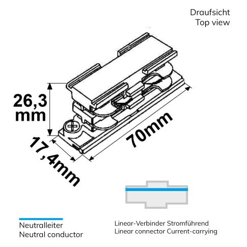 3-PH DALI track linear connector, current-carrying, black