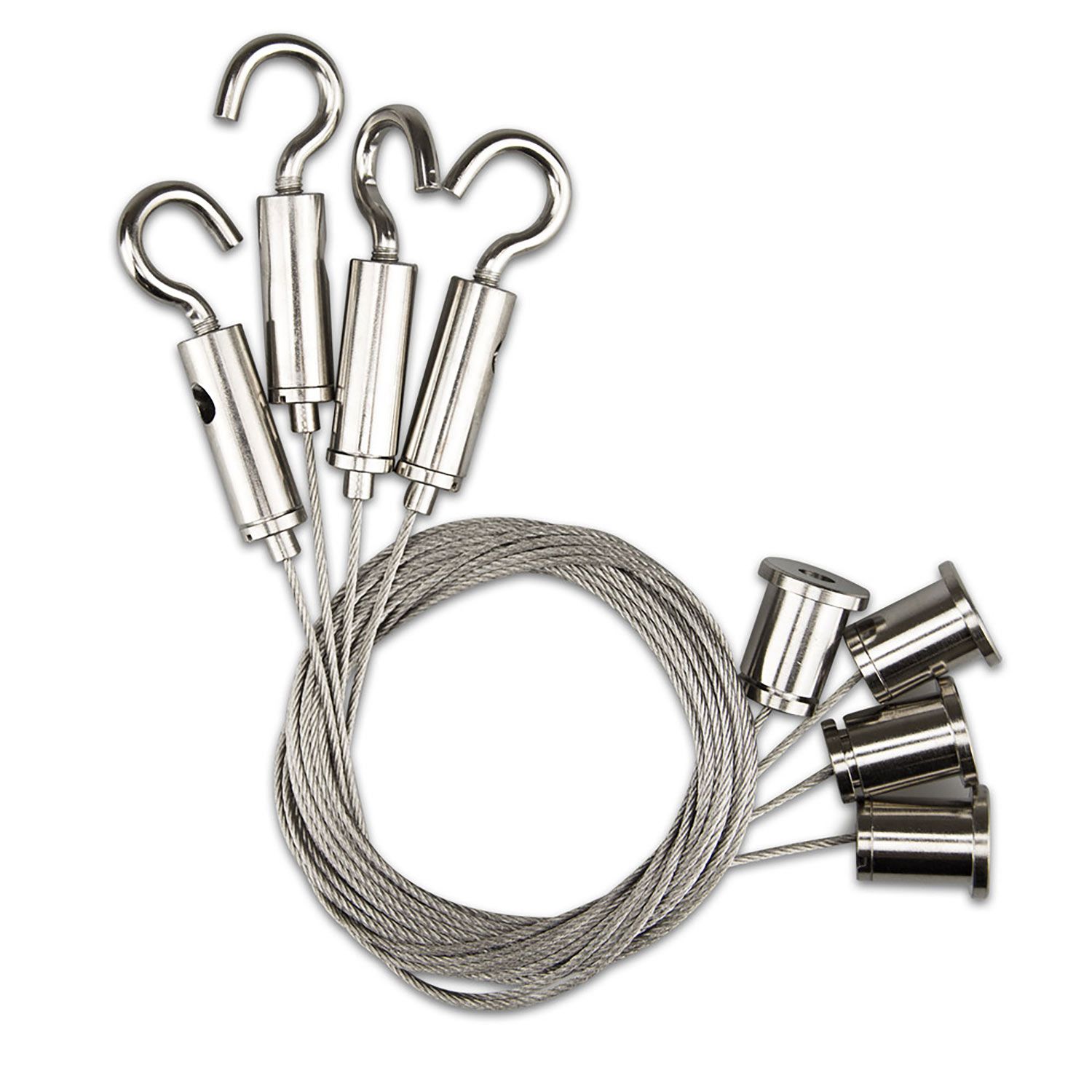 Kit Suspension Tableaux 8 Pièces - Fils Acier Inoxydable + Crochets - Accrochage Sans Percer