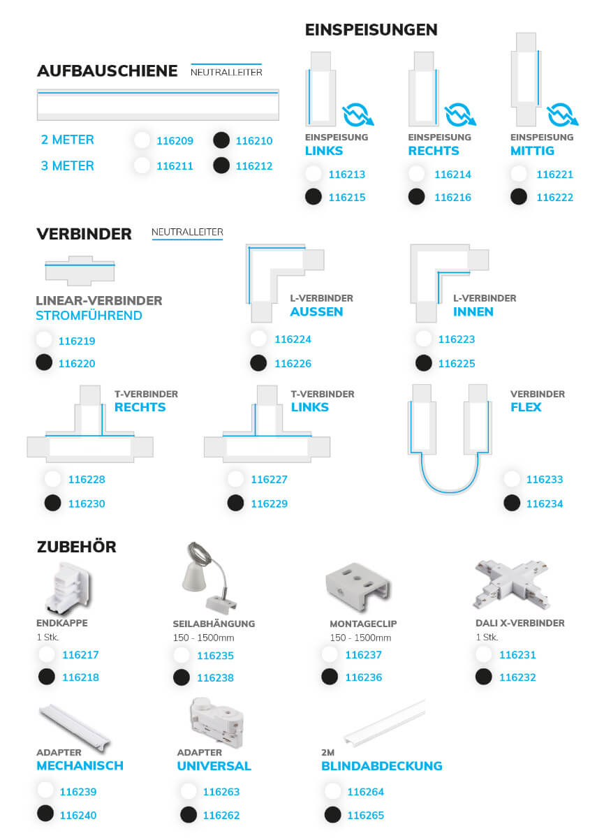 DALI HV Schienen Zubeh&ouml;r
